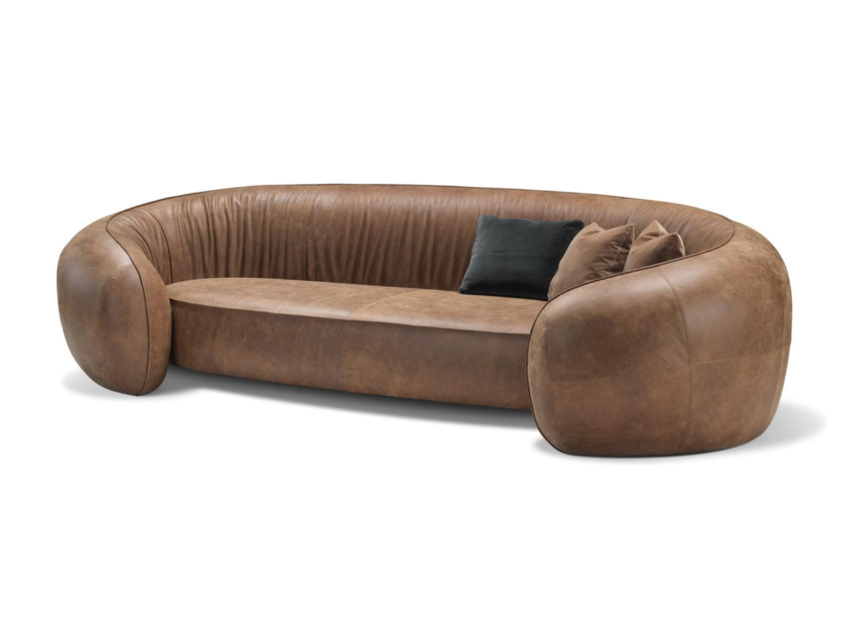 bridge sofa 3 seater curved leather or fabric sofa by GHIDINI1961