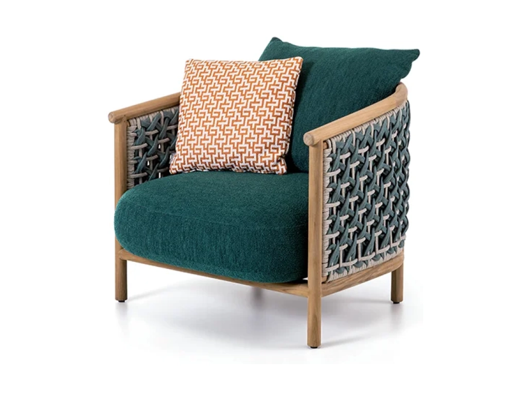 patio lounge armchair teak garden armchair with armrests by ETHIMO