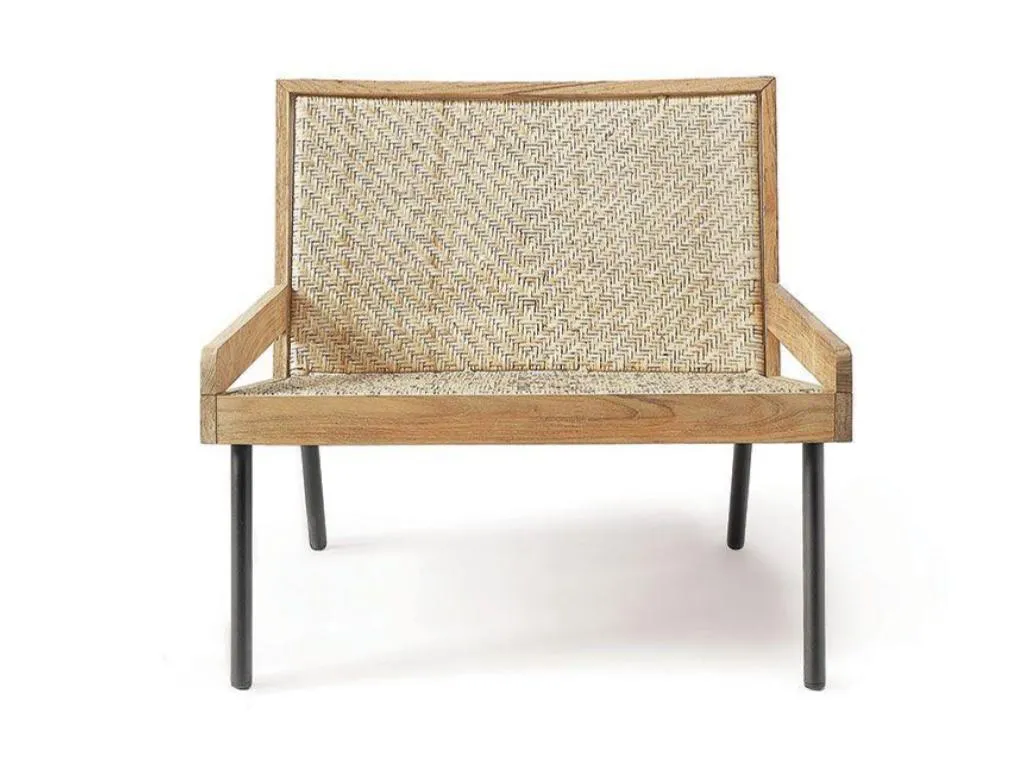 allaperto veranda lounge armchair teak and rattan armchair with armrests by ETHIMO